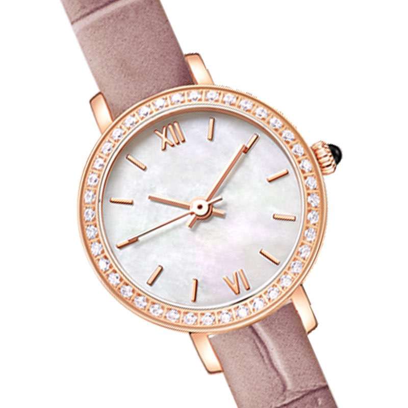 Rose Gold Case With Pink Leather Band Ladies Wrist Watch Good Quality China Watch Manufacturer GF-7084